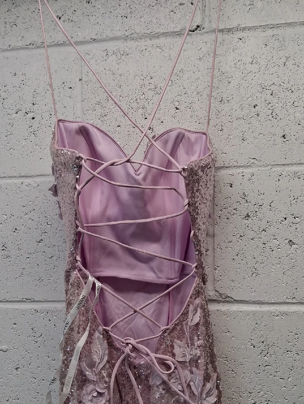 NWOT Jovani Sequin Floral Appliqué Gown in Light Pink - Picture 10 of 13